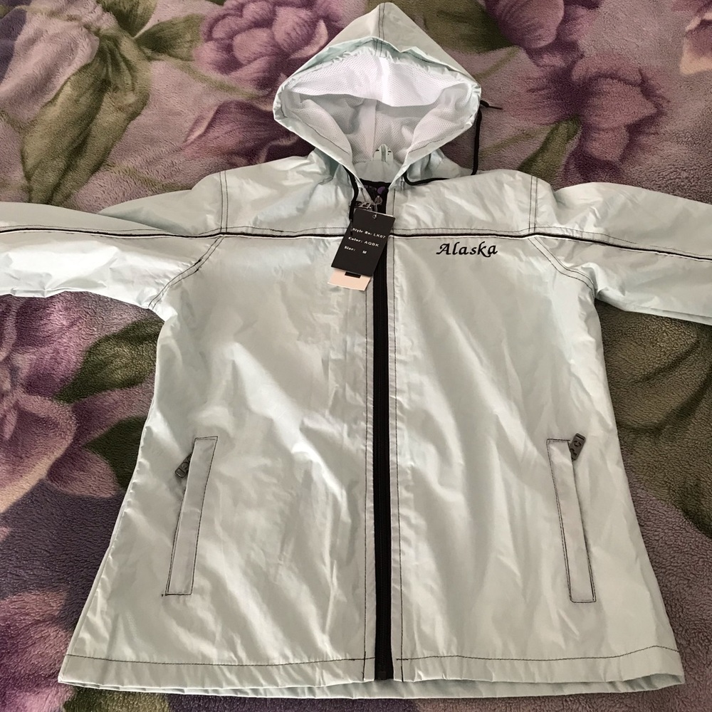 Aqua colored windbreaker for women - Picture 1 of 8